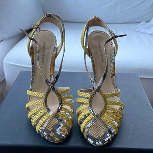 Alexandre Birman Yellow Snake Skin Heels